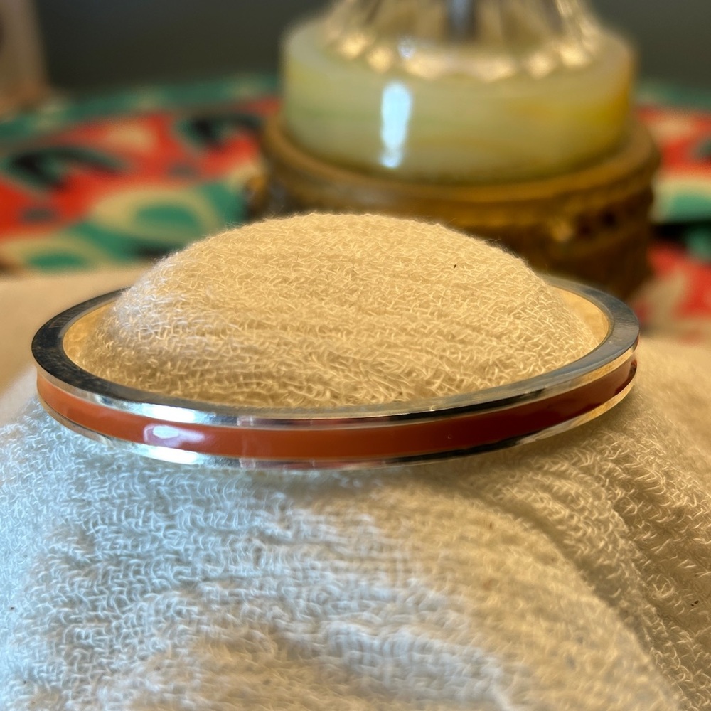 Silver and Orange Bangle Bracelet